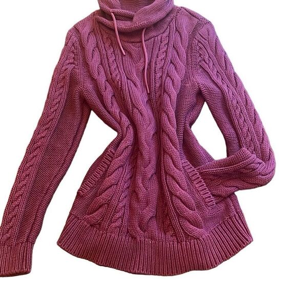 L. L. Bean purple chunky turtleneck sweater - Picture 1 of 5